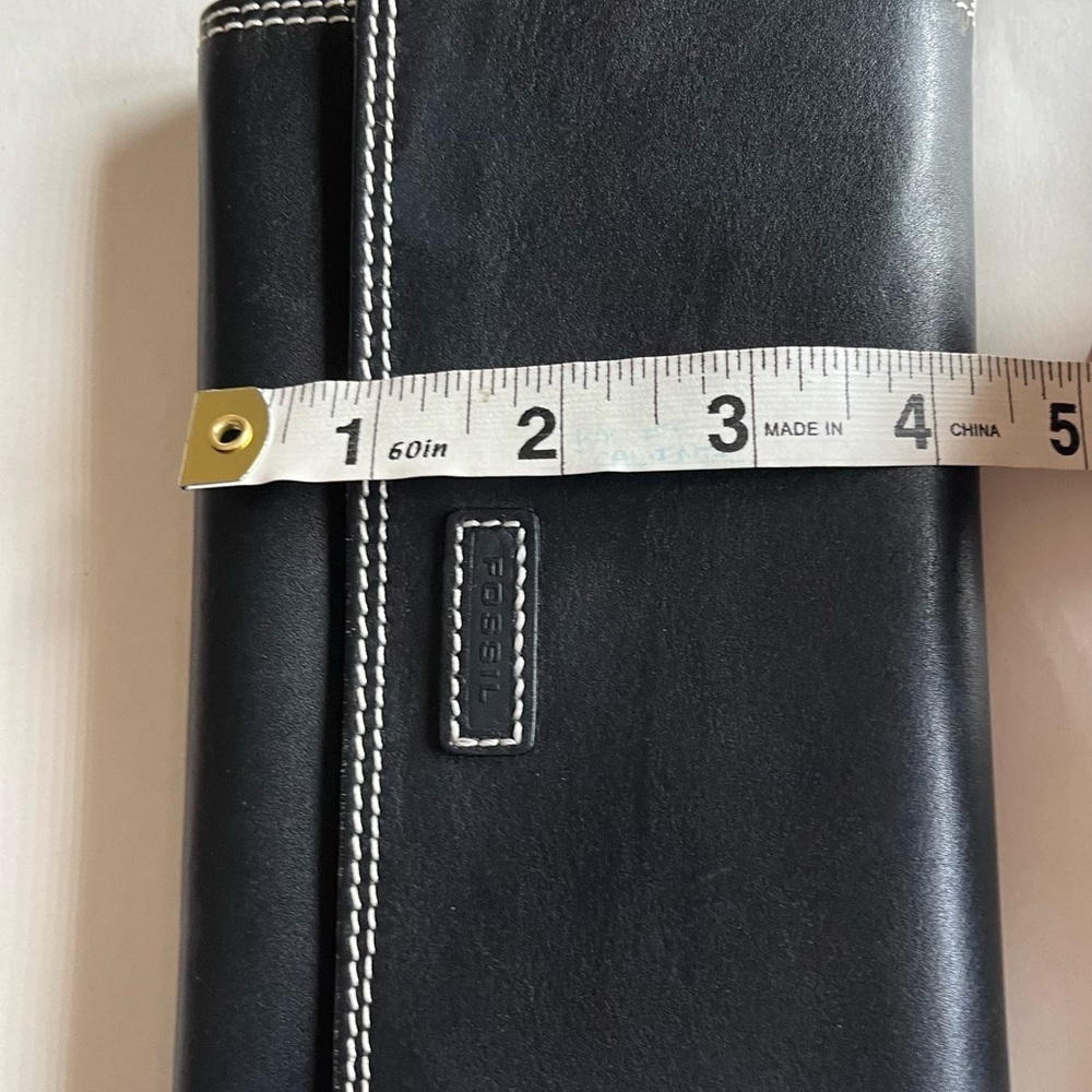 Fossil Black Leather Trifold Travel Jewelry Wallet EUC - Picture 8 of 9